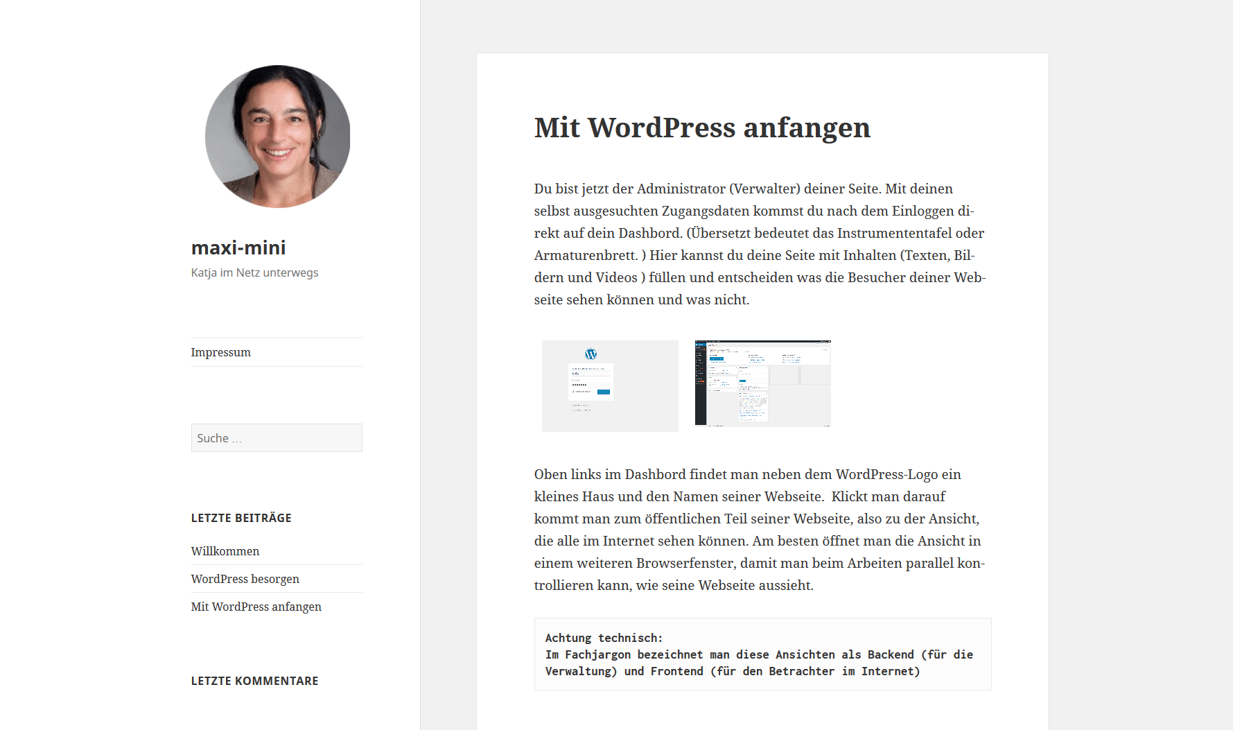 WordPress-Einführung: Offentliche Ansicht am Beispiel meiner Webseite