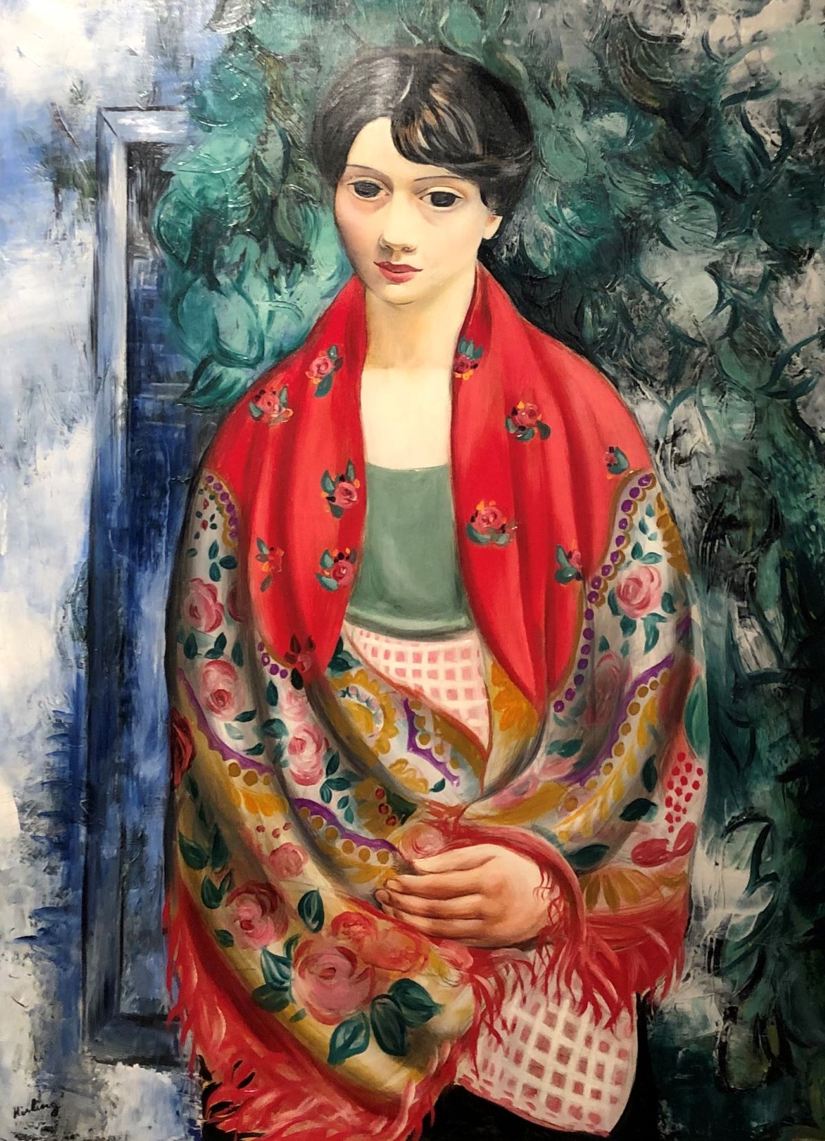 "Femme au châle polonais" (Frau mit polnischem Schal) - Ölgemälde von Moïse Kisling 1928