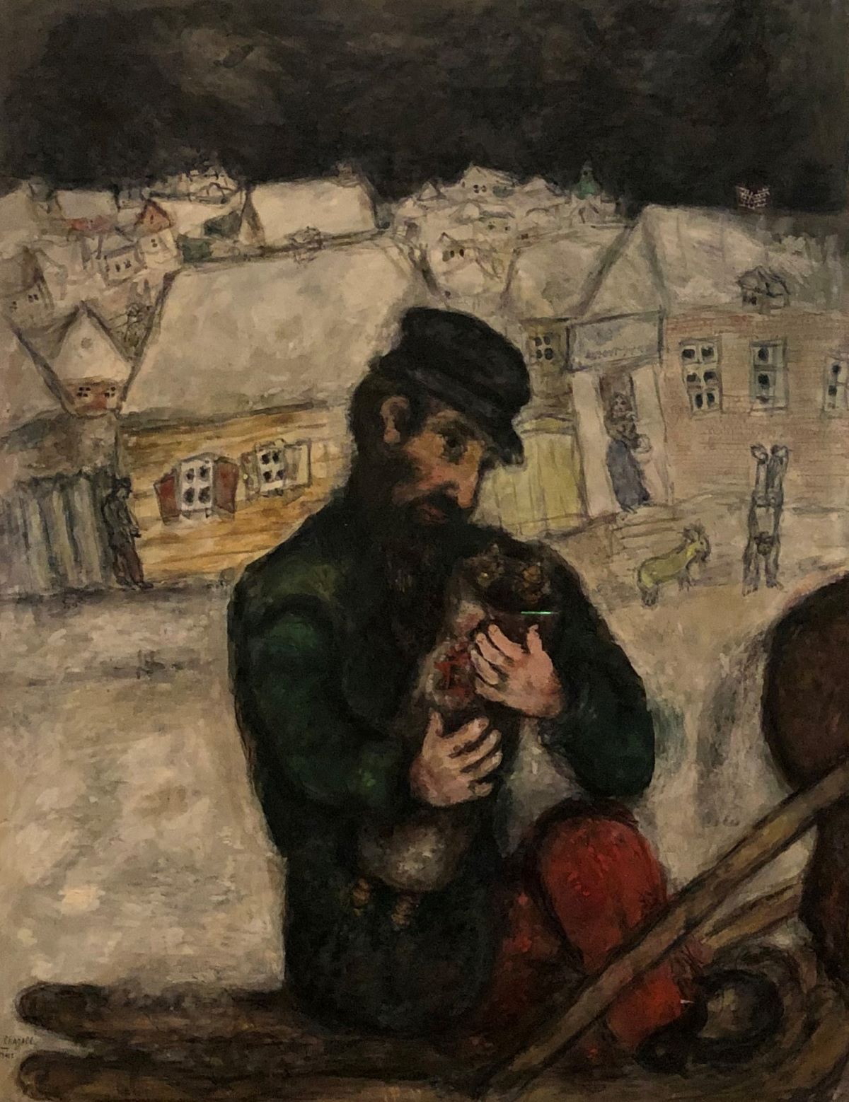 "Villageois tenant la Torah" (Dorfbewohner mit Thora)- Ölgemälde von Marc Chagall 1928