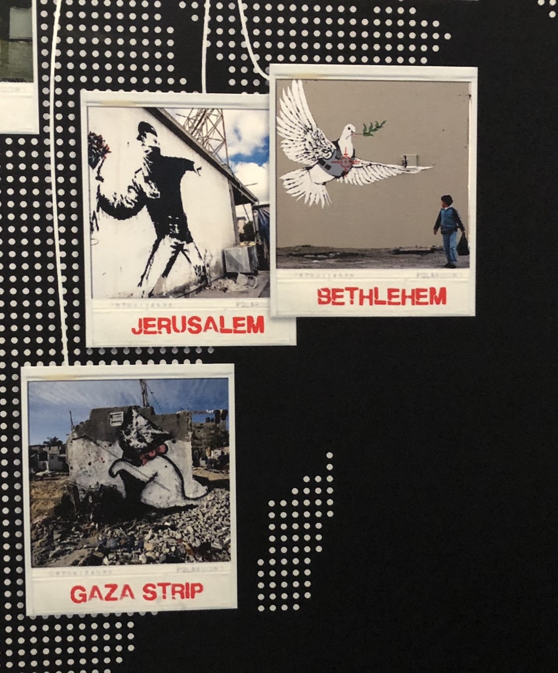 Städte-Cards mit Banksy-Graffitis von Jerusalem, Bethlehem und Gaza Streifen