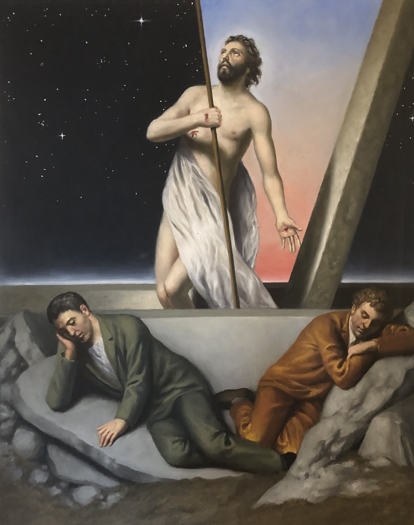 Bild des Künstlers Stefano Di Stasio in der Ausstellung im Kloster Santa Chiara in Neapel