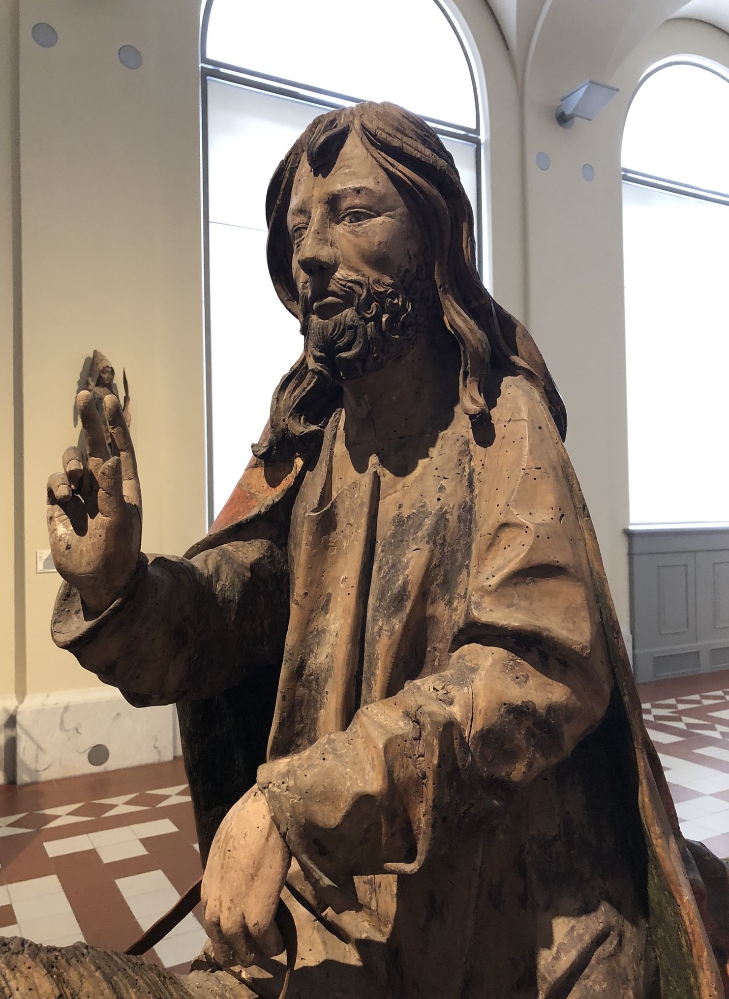 Christus auf dem Palmesel - Holzfigur aus Franken um 1520 – 1530 im Raum 108