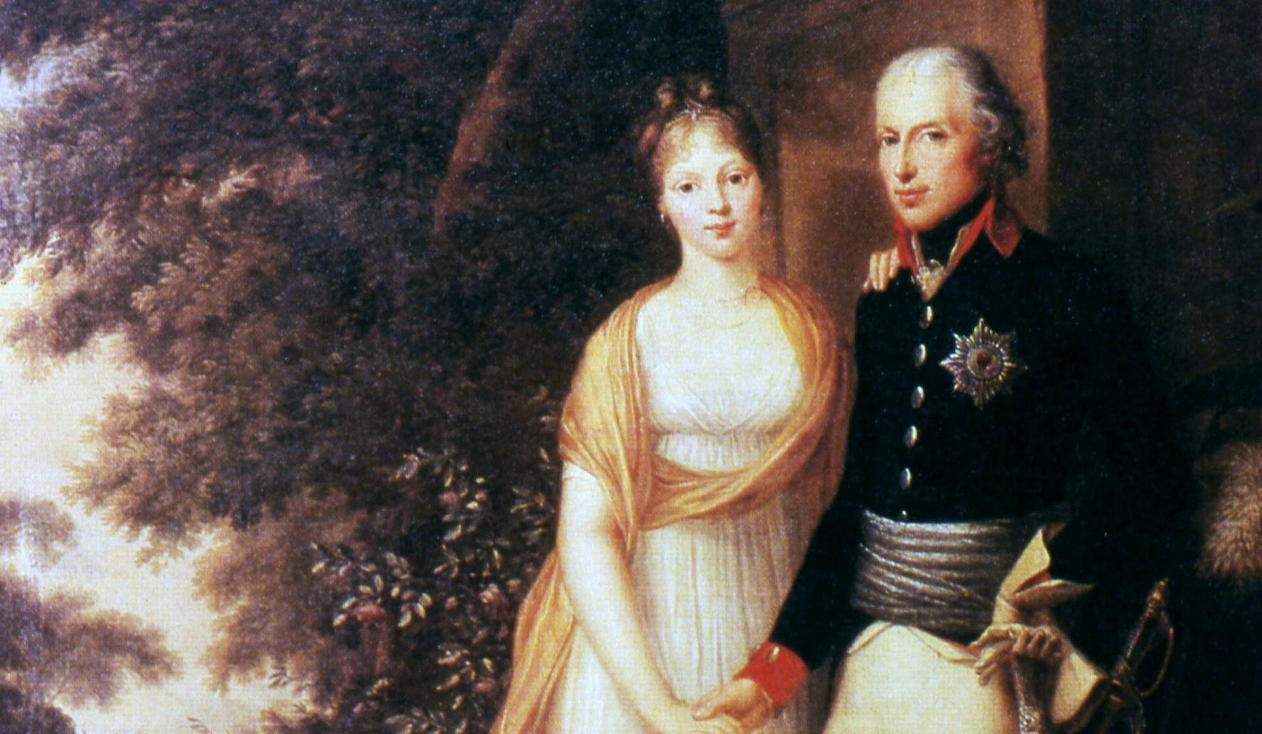 Friedrich Wilhelm III. und Königin Luise im Park von Schloss Charlottenburg, Ölgemälde von Friedrich Georg Weitsch, 1799